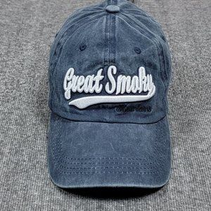 Great Smoky Mountains Hat Mens Blue White Embroidered Tennessee Strap Back Cap